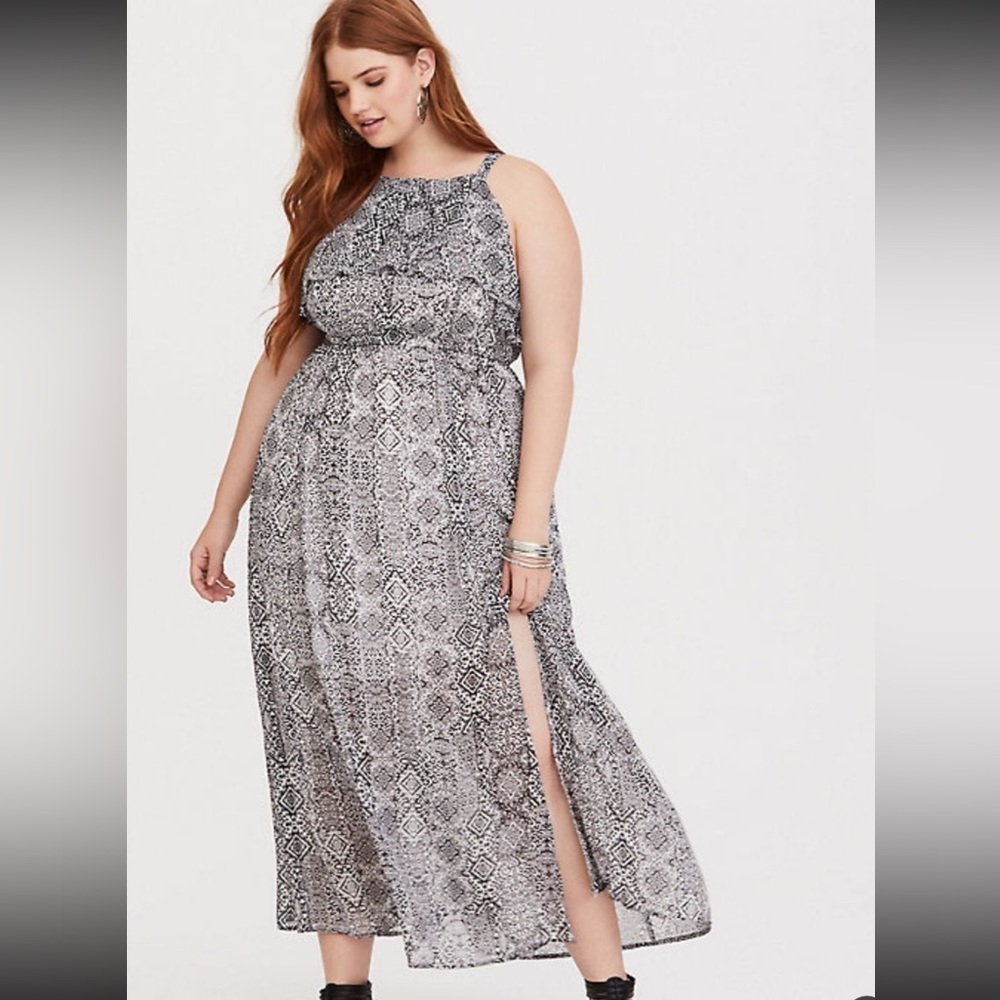 Torrid Black & White Ikat Chiffon Maxi